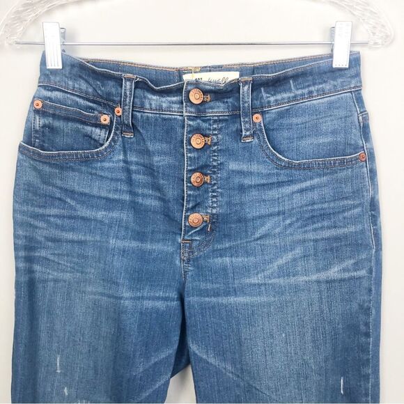 MADEWELL | Cali Demi Boot Jeans Distressed Raw Hem Button Fly Women’s Size 27 - Picture 4 of 13